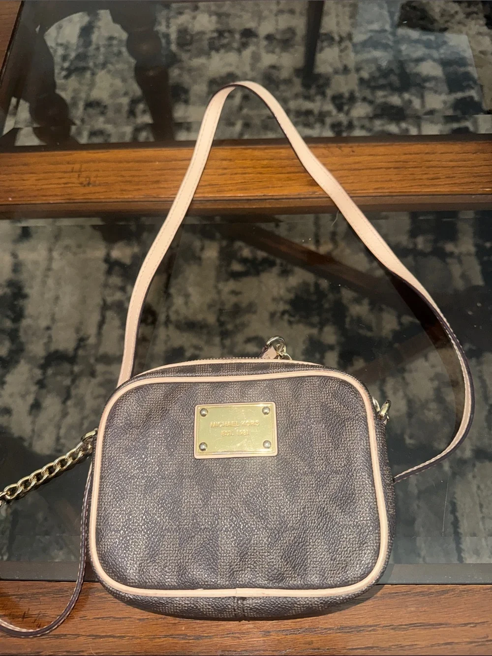 Michael Kors Brown Crossbody with Tan Trim